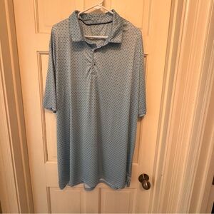 Men's Blue Patterned Performance Polo Shirt 3XL